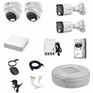 CP Plus 2MP 2 Dome 2 Bullet Color CCTV Kit with 4CH DVR, 500GB HDD, SMPS, Cables and PVC Boxes
