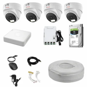 CP Plus 2MP 4 Dome Color Camera CCTV Kit with 4CH DVR, 1TB HDD, 4CH SMPS, Cables and PVC Boxes