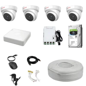CP Plus 2MP 4 Dome Normal Camera CCTV Kit with 4CH DVR, 1TB HDD, 4CH SMPS, Cables and PVC Boxes