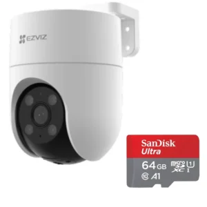 EZVIZ H8C 1080p Outdoor WiFi Security Camera with 360° Pan & Tilt, AI Human Detection, Auto Tracking, Color Night Vision, Two-Way Talk, IP66 and 64GB SD Card