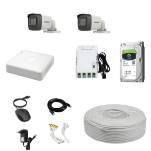 Hikvision 2MP 2 Bullet Normal CCTV Camera Kit with 4CH DVR, 500GB HDD, SMPS, Cables and PVC Box
