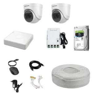 Hikvision 2MP 2 Dome Normal Camera CCTV Kit with 4CH DVR, 1TB HDD, SMPS, Cables and PVC Box